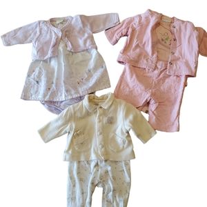 Baby Girl Newborn Outfit Bundle - Set of 3 - Size Newborn - Gently Used